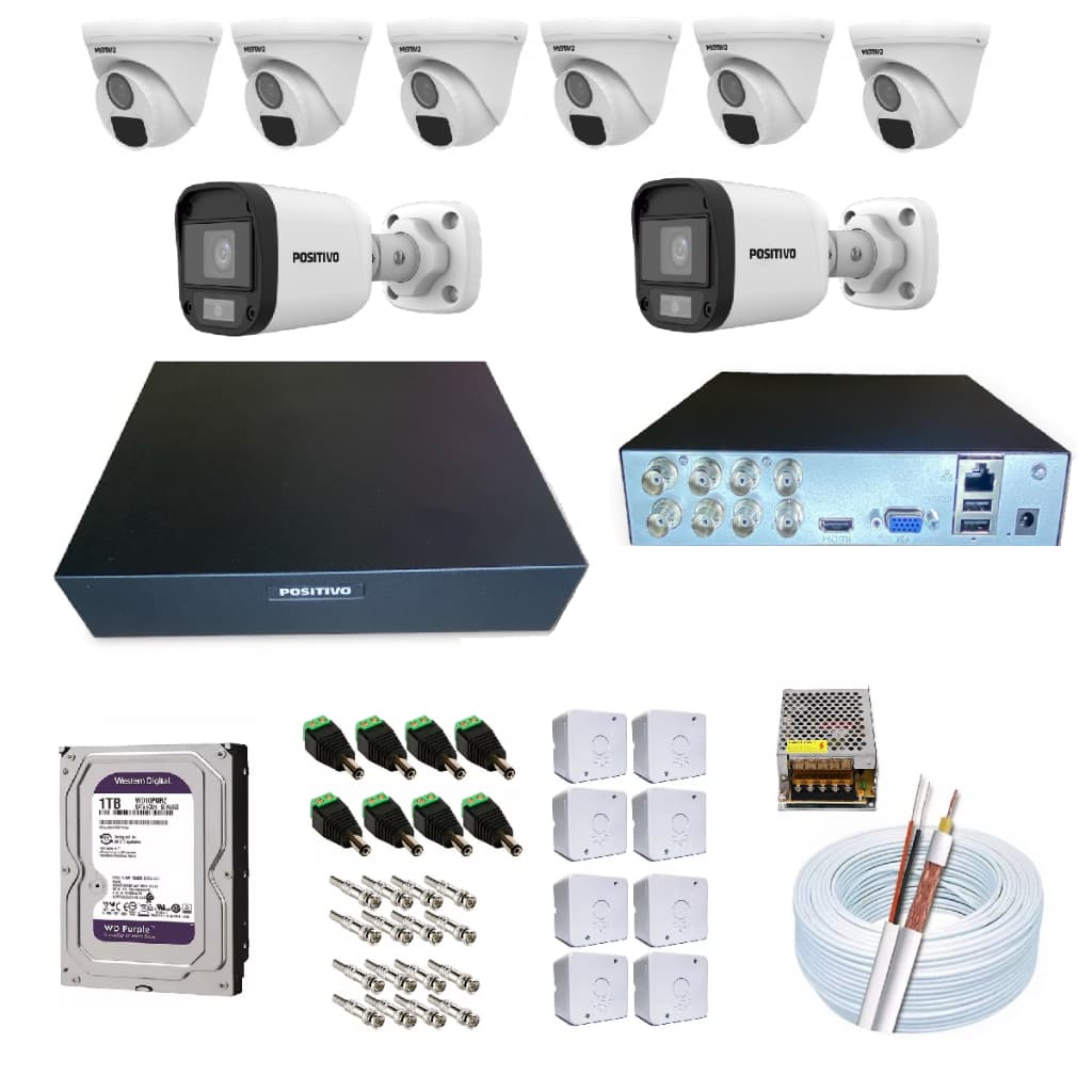 Kit Cftv 8 Câmeras Full Hd Gravador + Cabo + Fonte + Hd +acesso remoto