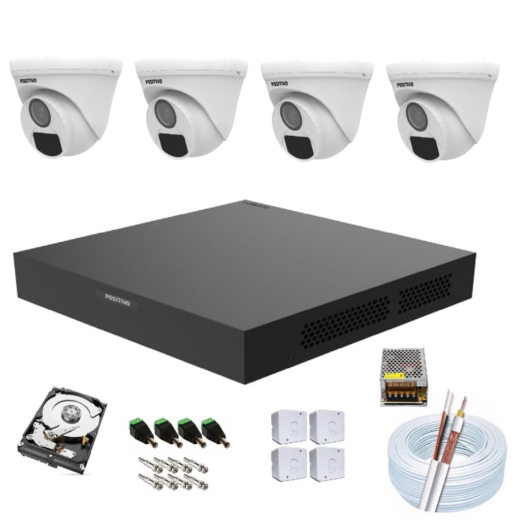 Kit 4 Câmeras Segurança CFTV + Gravador Digital + Hd + Cabo + fonte + acesso remoto
