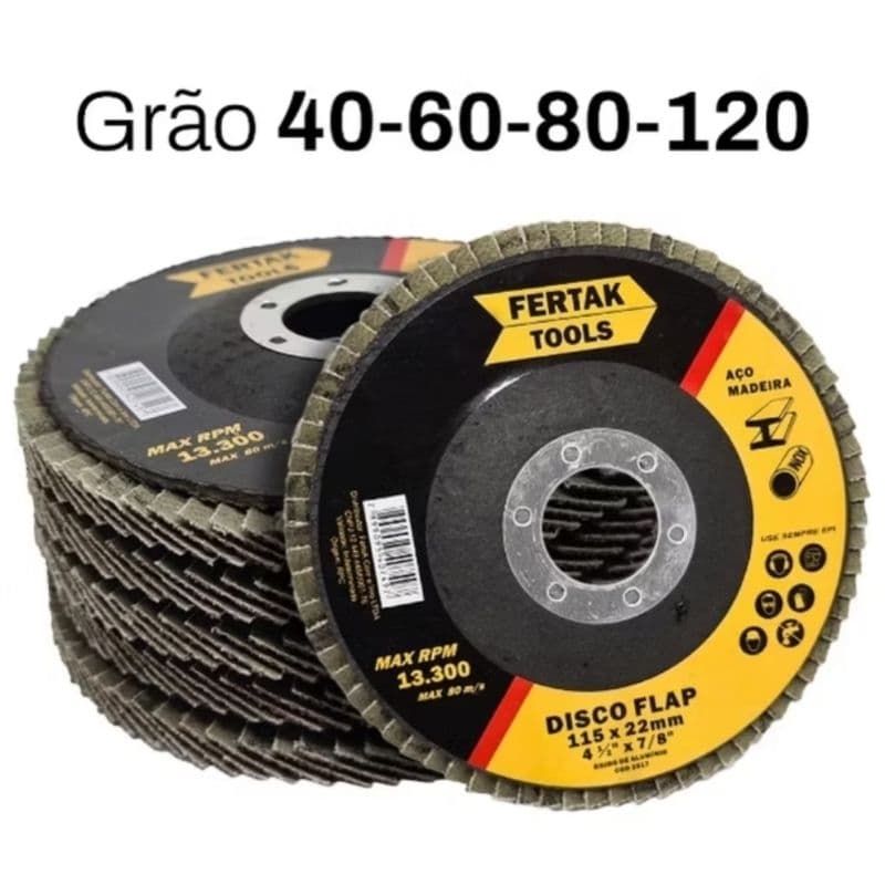 Kit 10 Disco Flap 4.1/2 Grao 40-60-80-120 Flap Disco de Lixa Para Madeira e Ferro