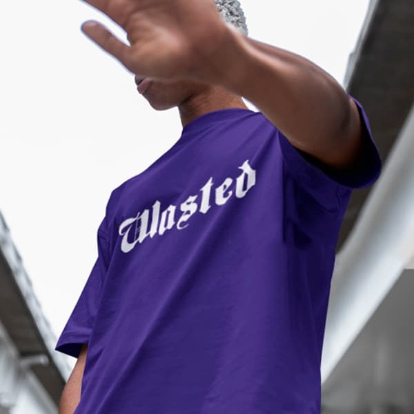 Camisa Wasted Streetwear Oversized T-shirt Básica Street Algodão Premium Preto Roxo Bege