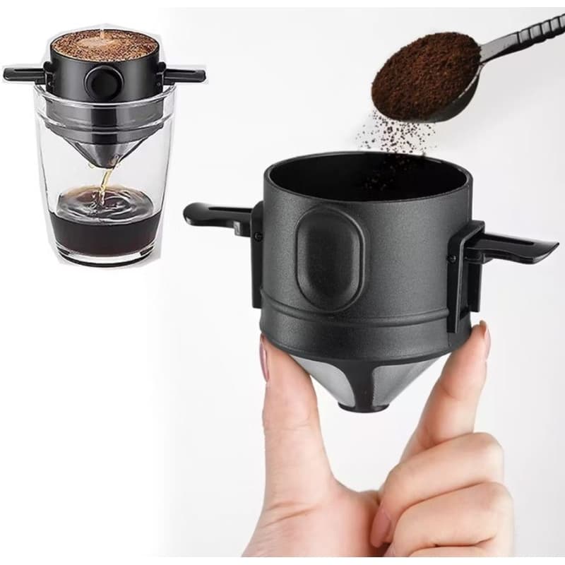KIT 2 FILTROS DE CAFÉ Cone de gotejamento para café e chá, suporte de aço inoxidável, sem papel de filtro