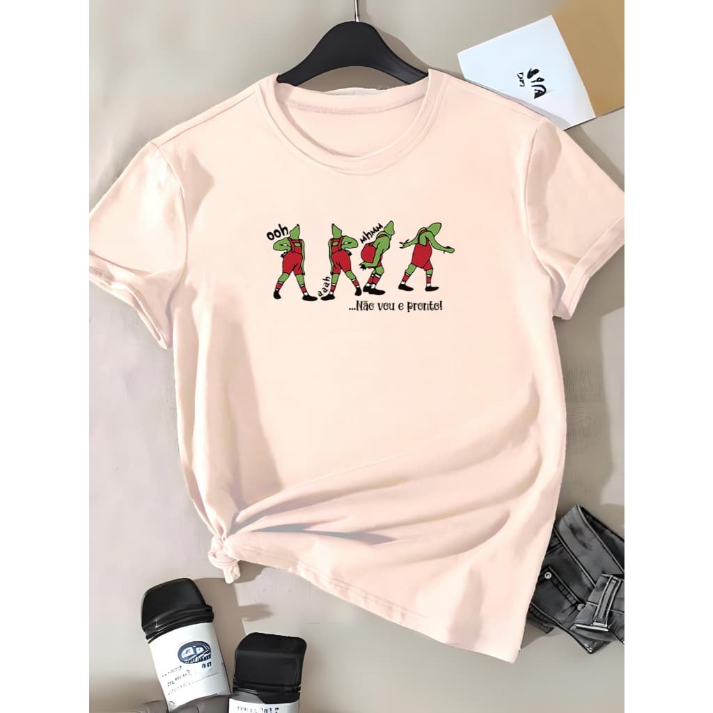 Camiseta Tshirt Natal Grinch Filmes Camisa Manga Curta Não Vou e Pronto Tendencia
