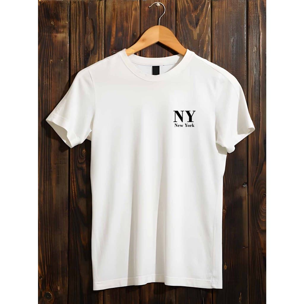 Camiseta Branca Masculina Camisa Básica 100% Algodão Premium Envio Imediato New York NY Top