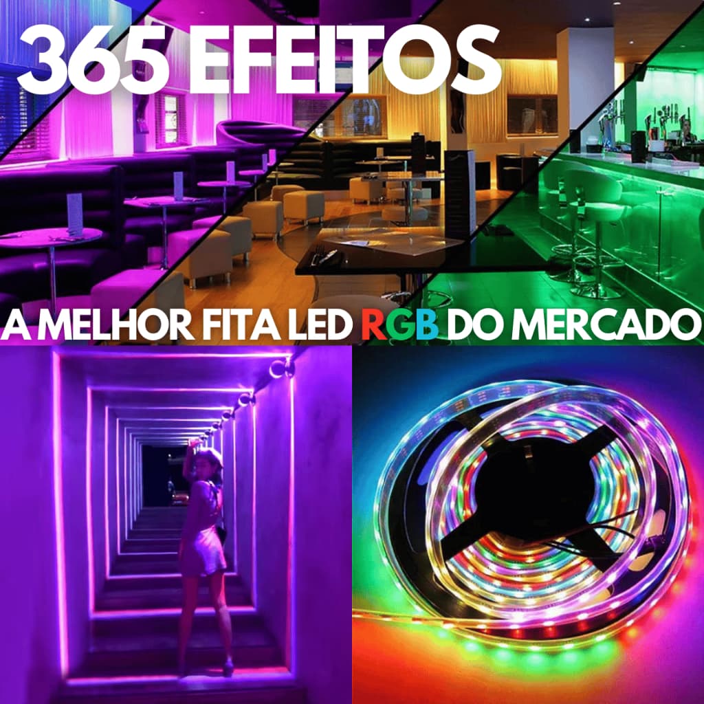 Fita Led Ultra RGB 365 Efeitos Endereçável 5m 2811 12v 300 Leds Ip65 60smd 5 Metros Movimento Efeito