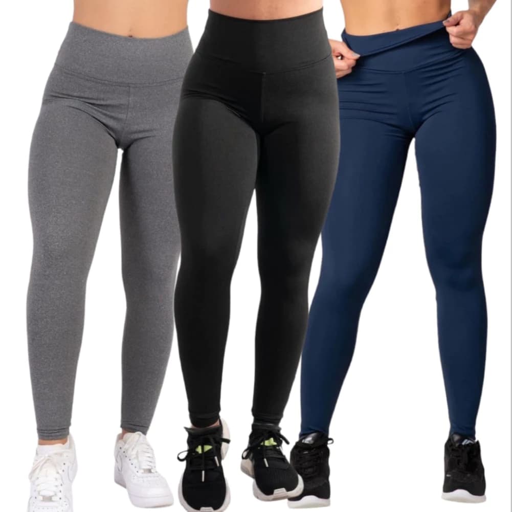 Kit 03 Calça Legging Suplex Cintura Alta