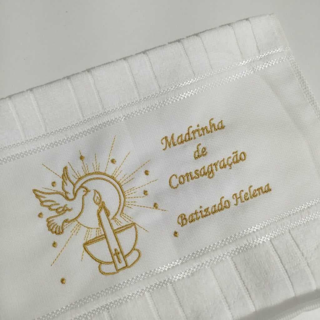 Toalha para madrinha de consagração de batizado personalizada