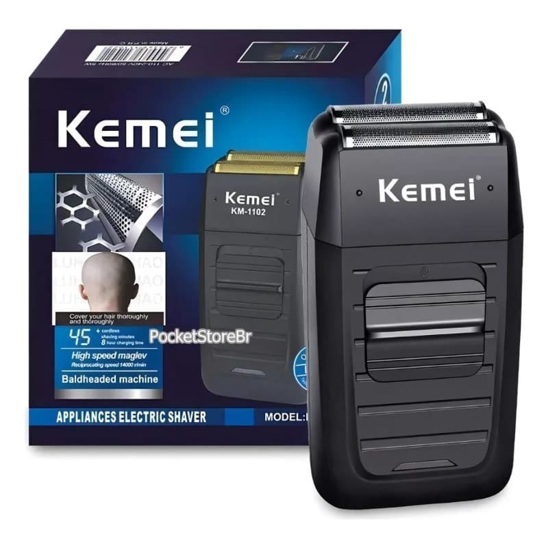 Barbeador Kemei KM-1102 preto 110V/240V