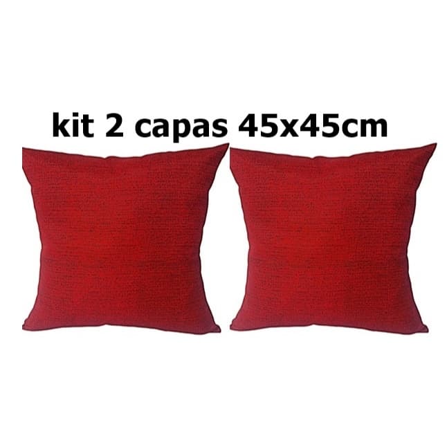 Kit 2 capas almofadas vermelhas 45x45 cm com ziper escondido