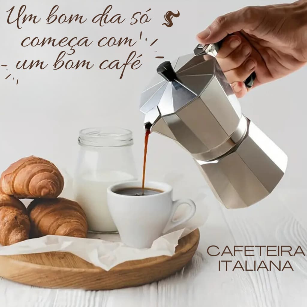 Cafeteira Italiana de Alumínio: 6 ou 9 Xícaras , Café Expresso, Moka, Italiano, Premium