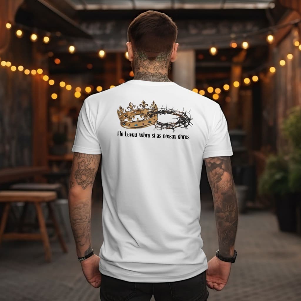 Camiseta Jesus Coroa Blusa 100%Algodão 30.1 Penteada Camisa Lançamento Religiosa Cristã