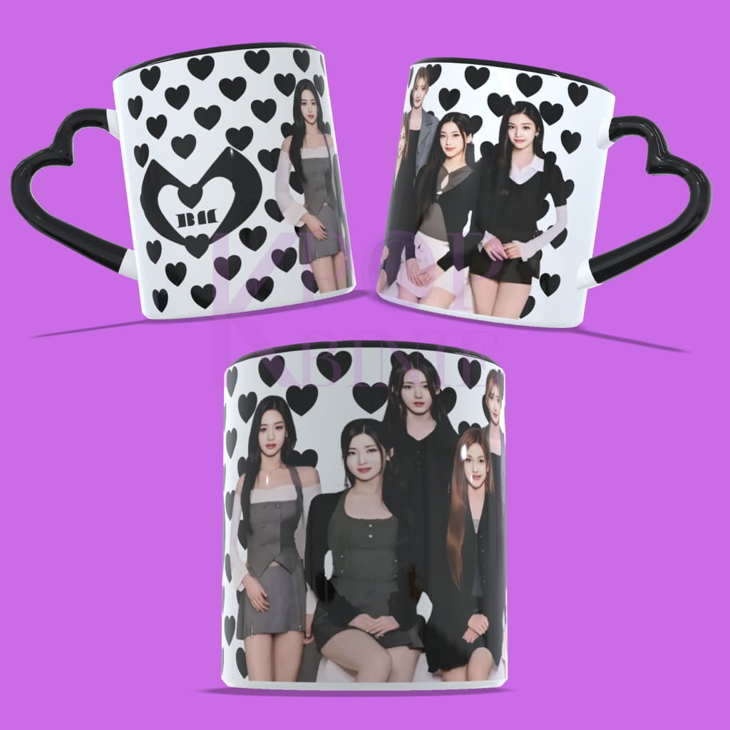 Caneca Baby Monster Alça e Interior Preta Alça de coração Girl Group kpop - caneca personalizada 325ml