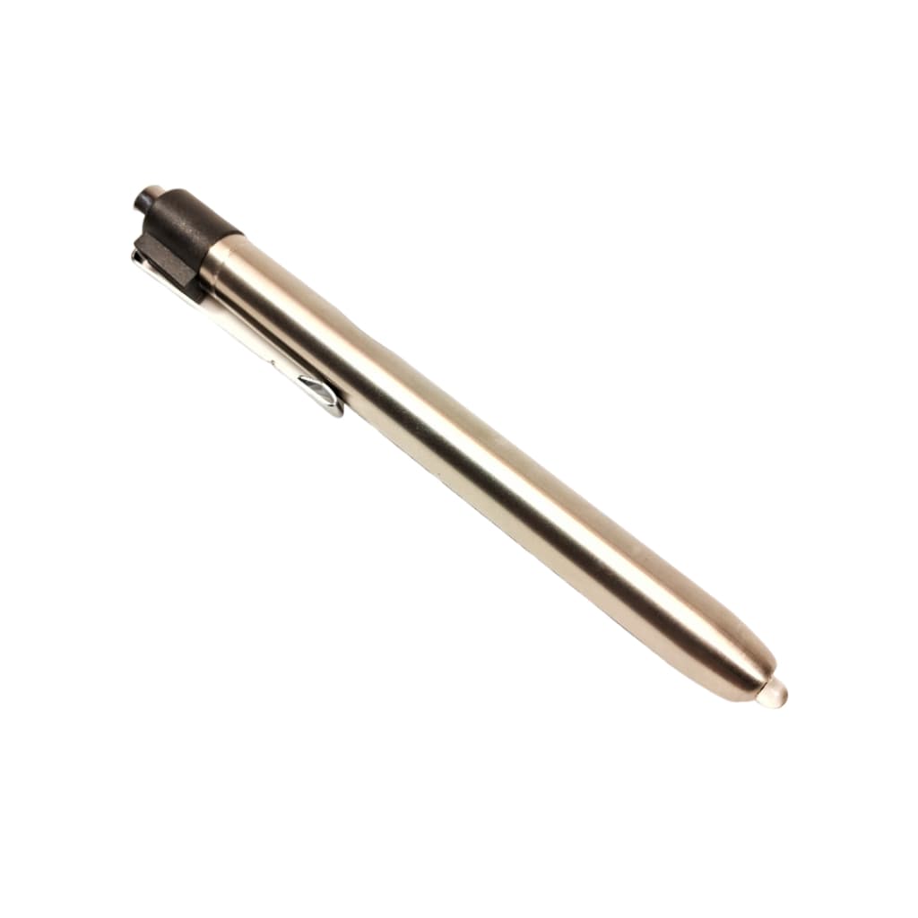 LANTERNA DE AÇO INOX LED LUZ BRANCA UTILIZA PILHAS AAA COM CLIP