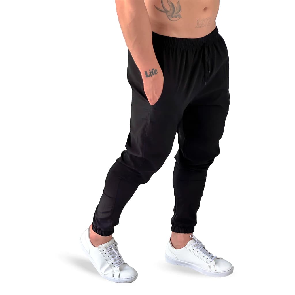 Calça Tactel Impermeável LISA Masculina Sport Para Academia Dri-Fit e Elásticos na cintura e punho.