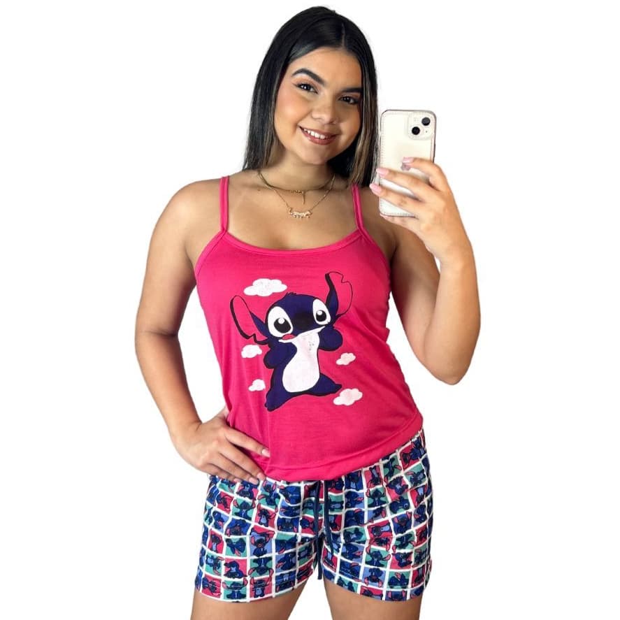 Baby Doll Stitch Feminino Alça/ Pijama Feminino/ Personagem/ Pijamas