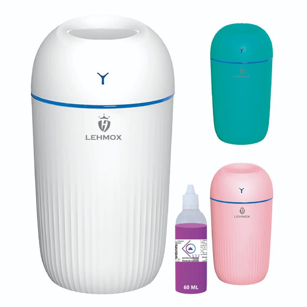 Umidificador Difusor Discreto Grande 420 ml Com 1 Essência Concentrada 60 mL de Lavanda Bambu