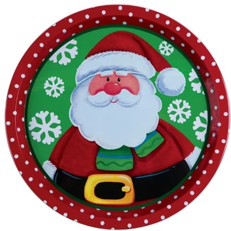 Bandeja Metal Redonda Papai Noel