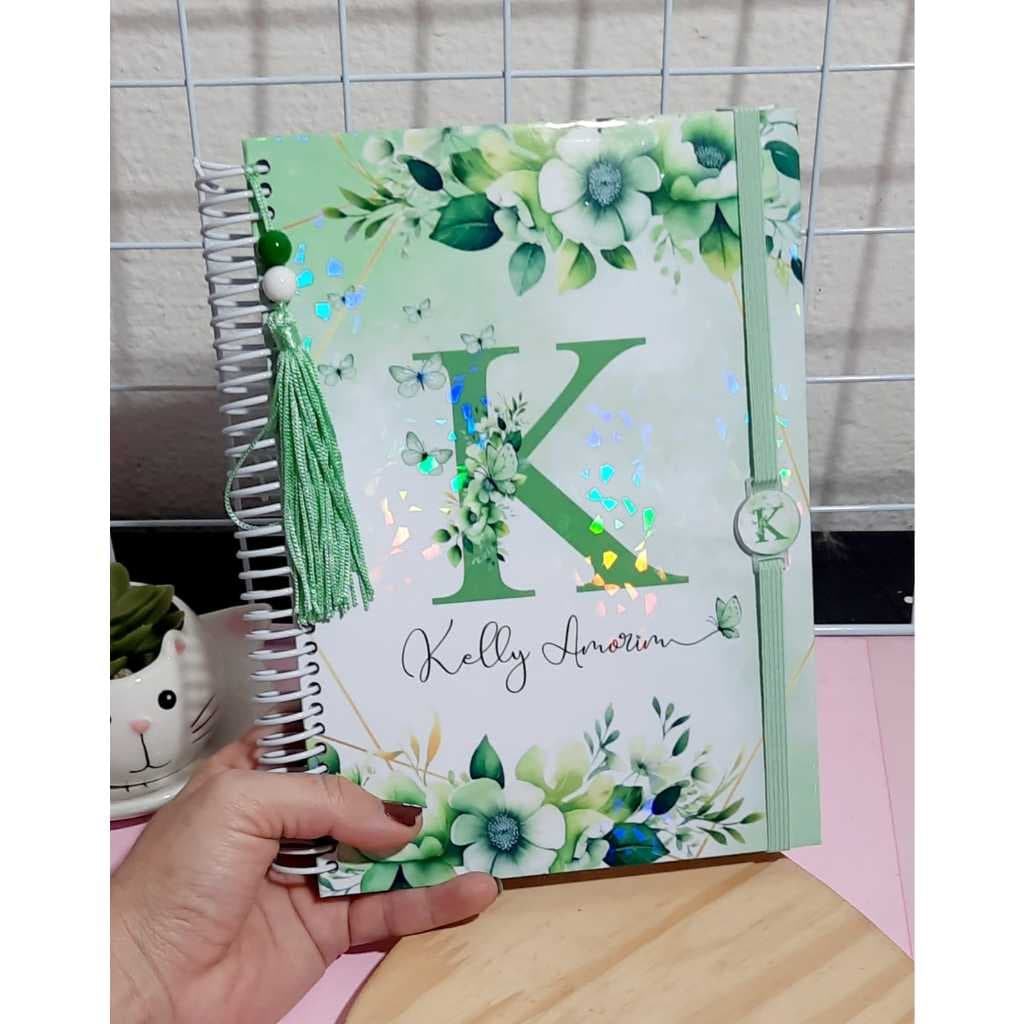 Agenda 2026 Alfabeto Floral personalizada com nome a mais linda e completa da shoppe