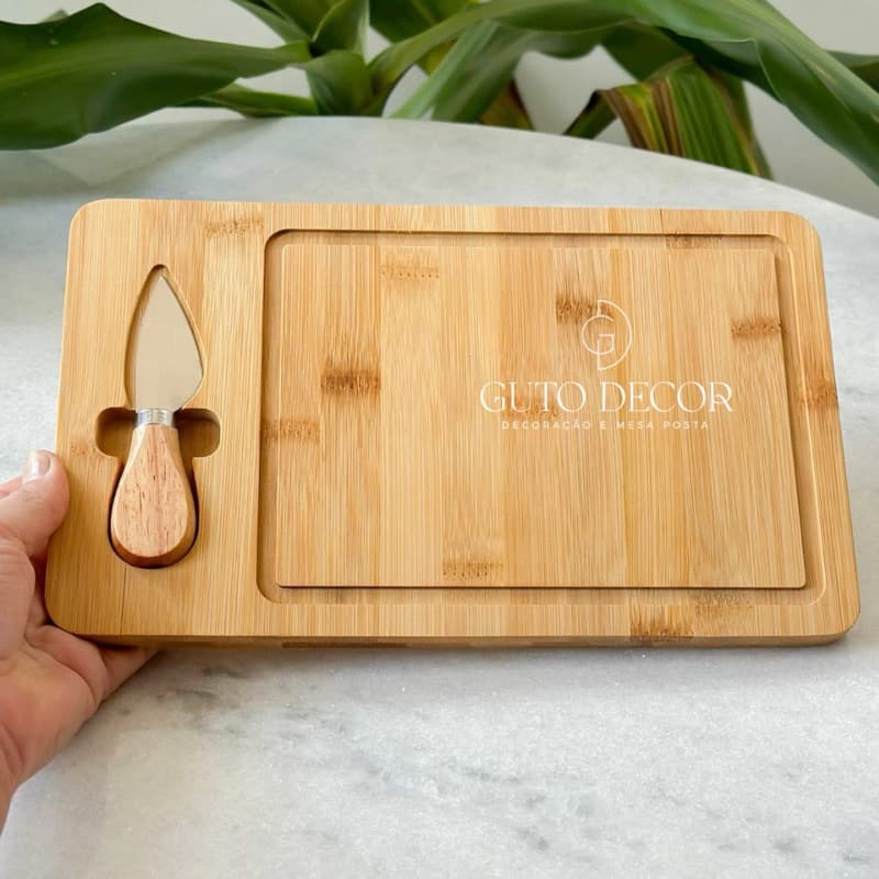 Tábua para Queijo com Faca petisqueira 30cm Bambu