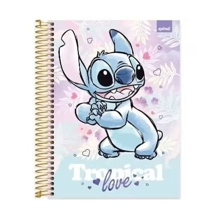 Caderno Universitário Capa Dura tropical, 10 matérias, 160 Folhas, Stitch, Spiral 1 Un