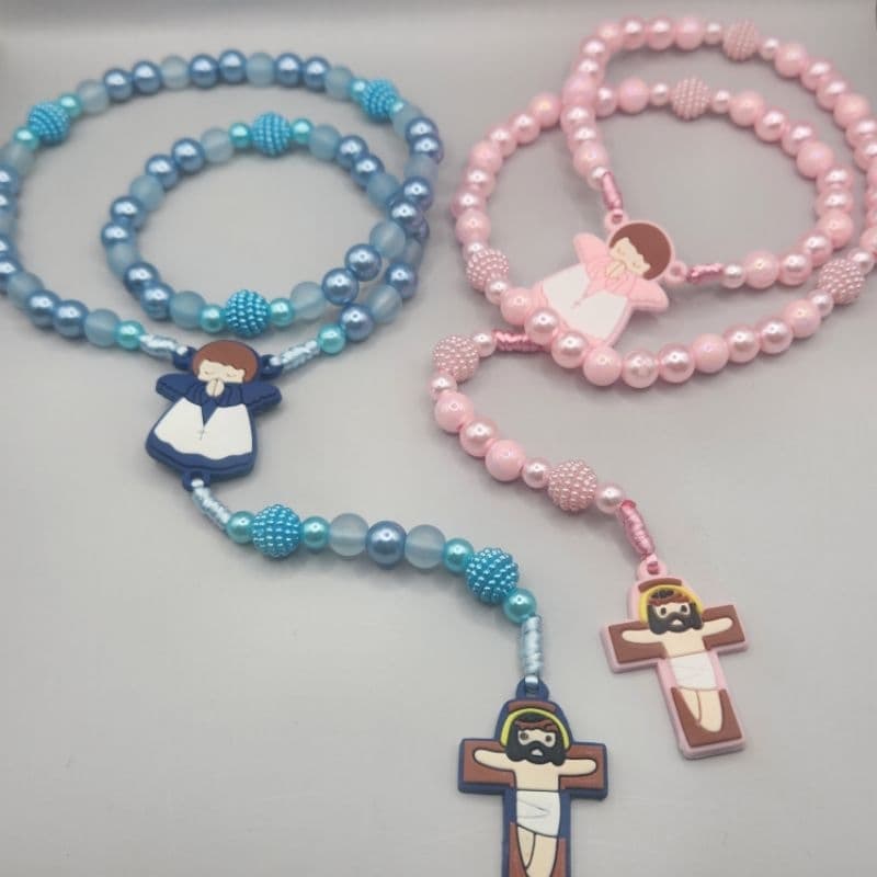 Terço Infantil Menino e Menina Anjo da Guarda Com ou Sem Nome Personalizado