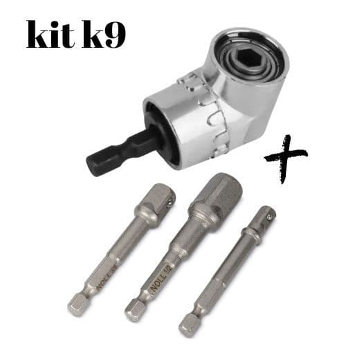 kit Adaptador Angular 105° Chave Soquete + jogo SOQUETE 3 PEÇAS 1/2´´ 3/8´´ 1/4