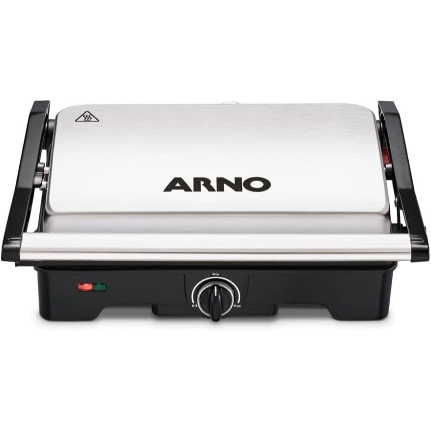 Sanduicheira Grill Arno Dual Inox 220V Abertura 180 graus Antiaderente com Coletor de Gordura