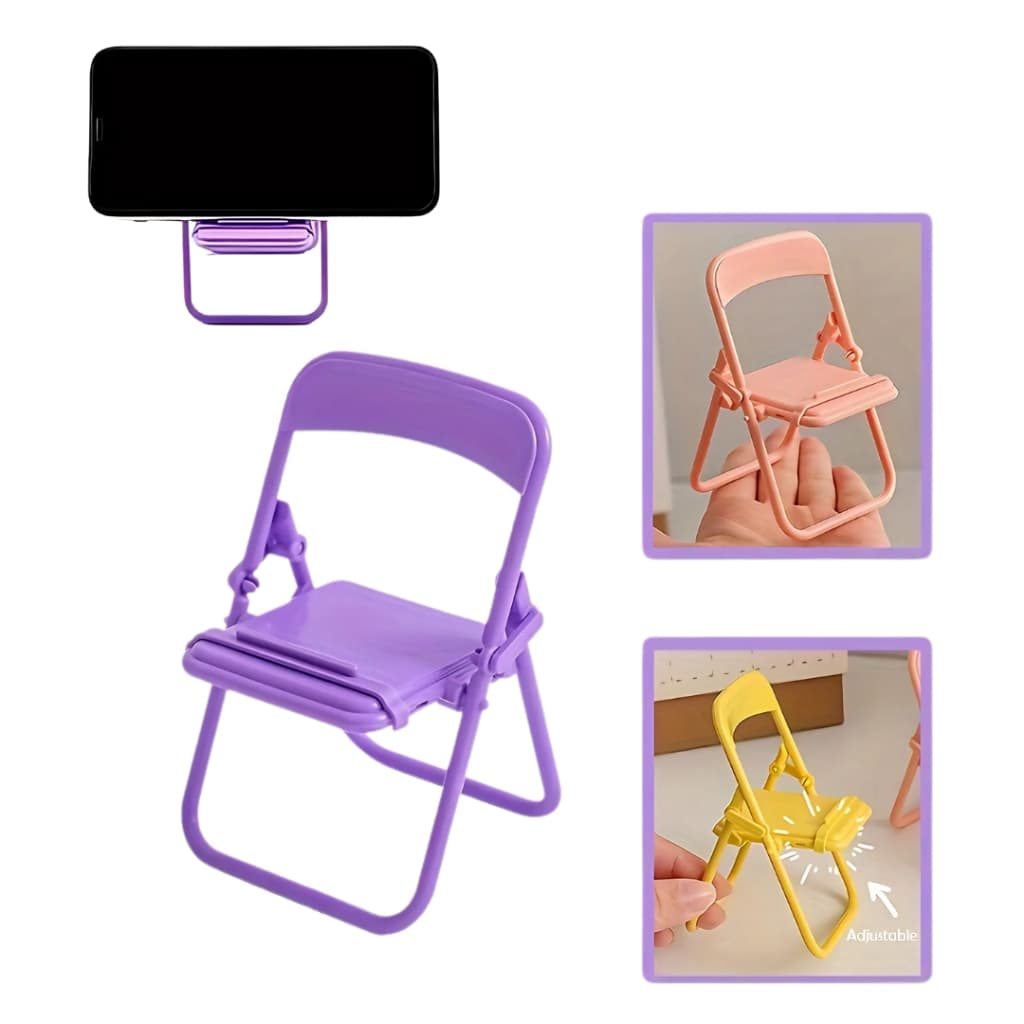 Conjunto 5 Mini Cadeira Porta-Celular - Suporte Dobrável Colorido Estilo Macaron
