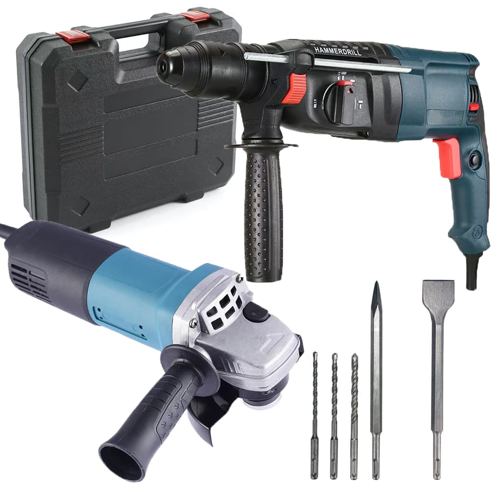 KIT 110V Furadeira Elétrica De Impacto+Esmerilhadeira Angular