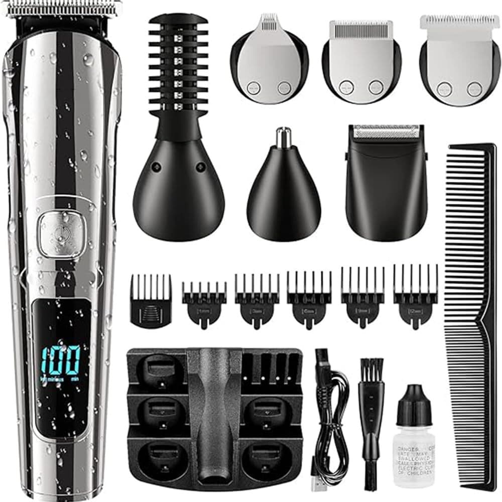 Aparador de Pelos, Aparador Barba Para Homens, Aparador de Barba Elétrico à Prova Dágua, Barbeadores Sem Fio para Homens