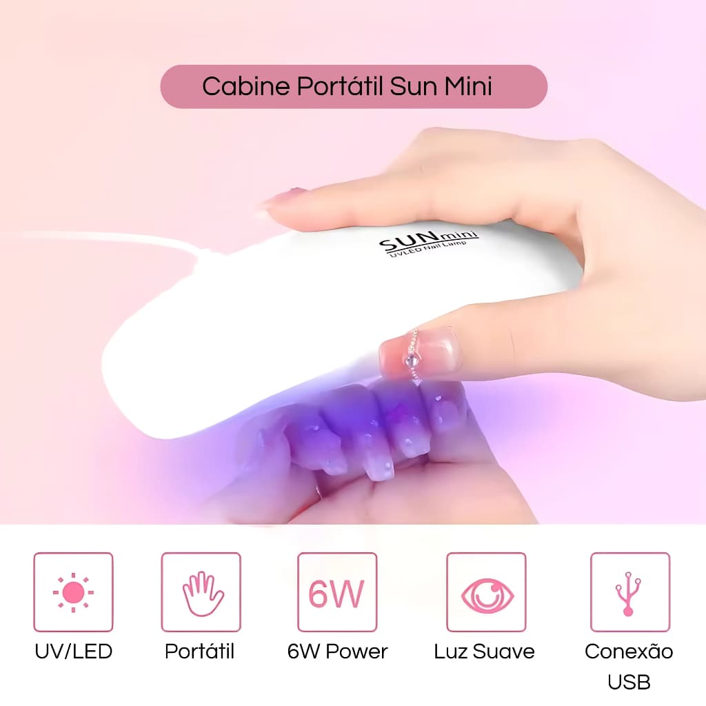 Mini Cabine UV LED 6 LEDs Portátil USB Secador para Unhas em Gel