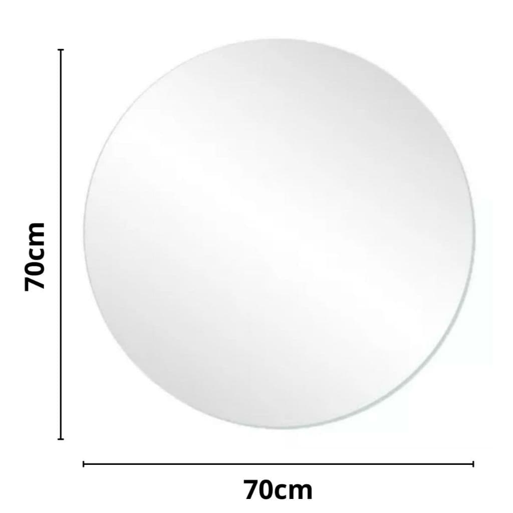 Espelho Decorativo 70x70cm Redondo Para Banheiro Quarto Sala com Dupla Face