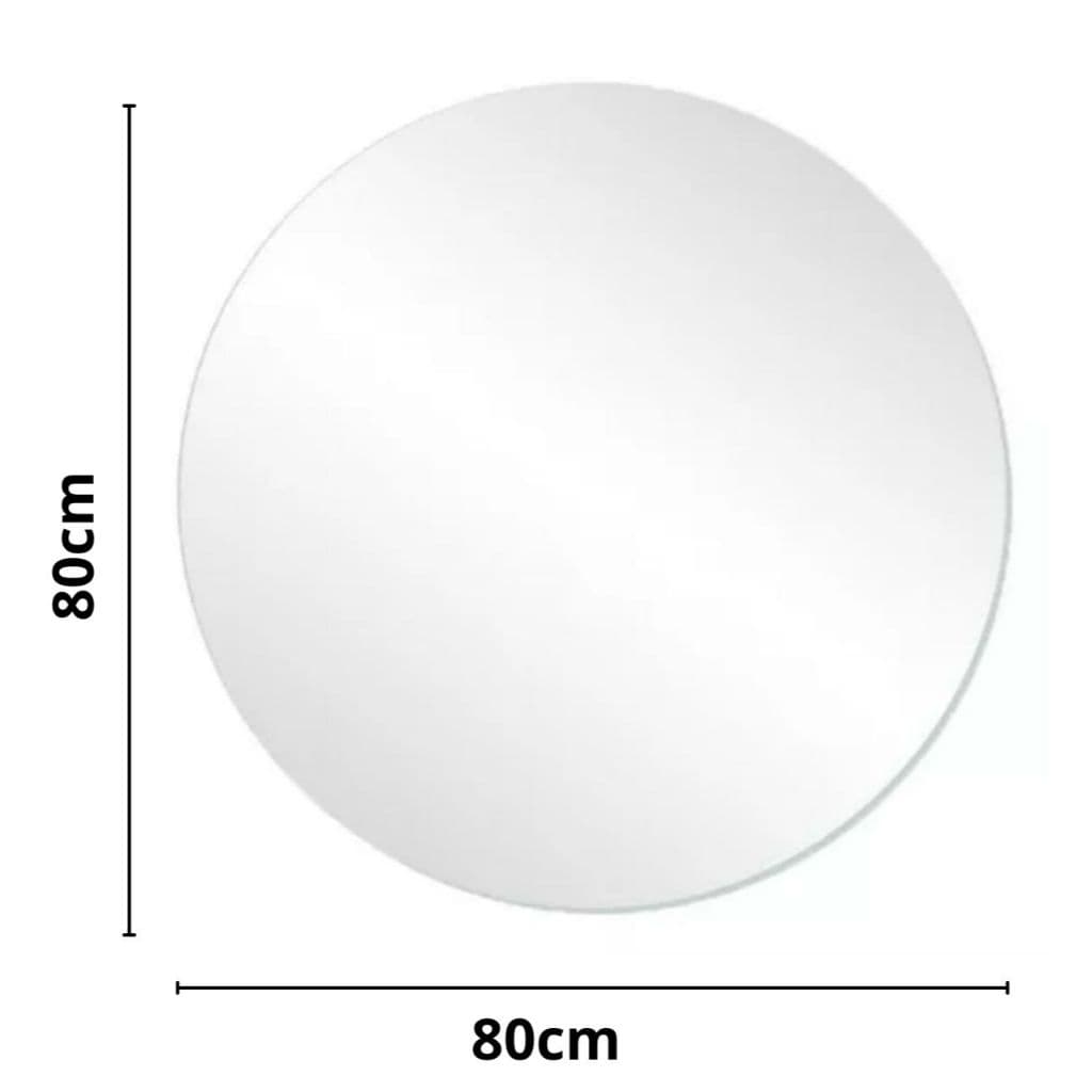 Espelho Grande Decorativo 80x80cm Redondo + Kit para instalação com Dupla Face