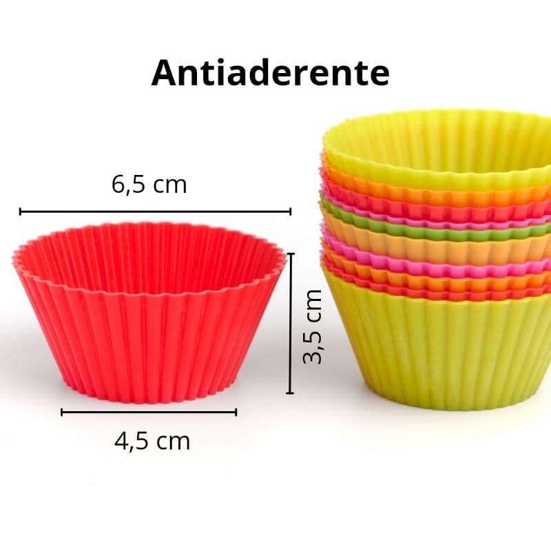 Kit Com 12 Forminhas Silicone Cupcake Mini Forma Bolo Muffin Petit Gateau - Pronta Entrega
