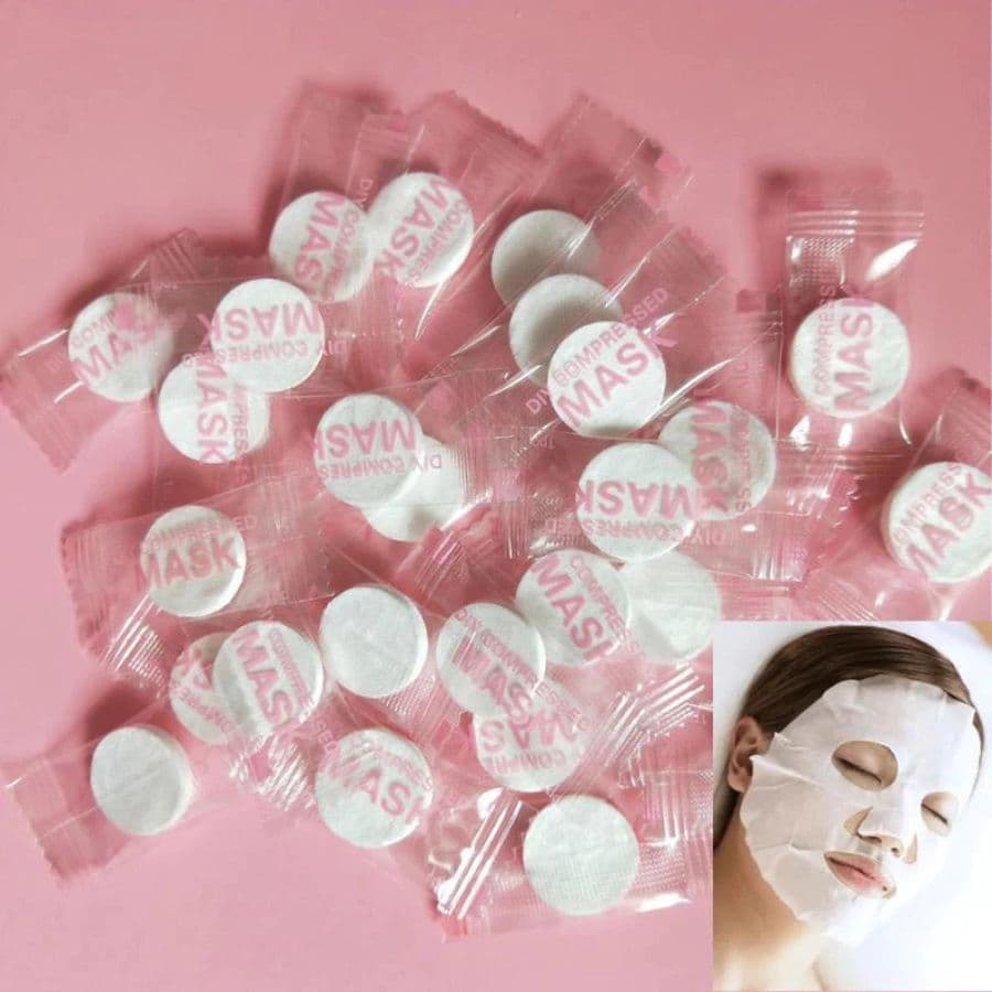 Máscara Facial Desidratada Kit 150 Unidades Comprimido Compactada para Skin Care Compressed Mask