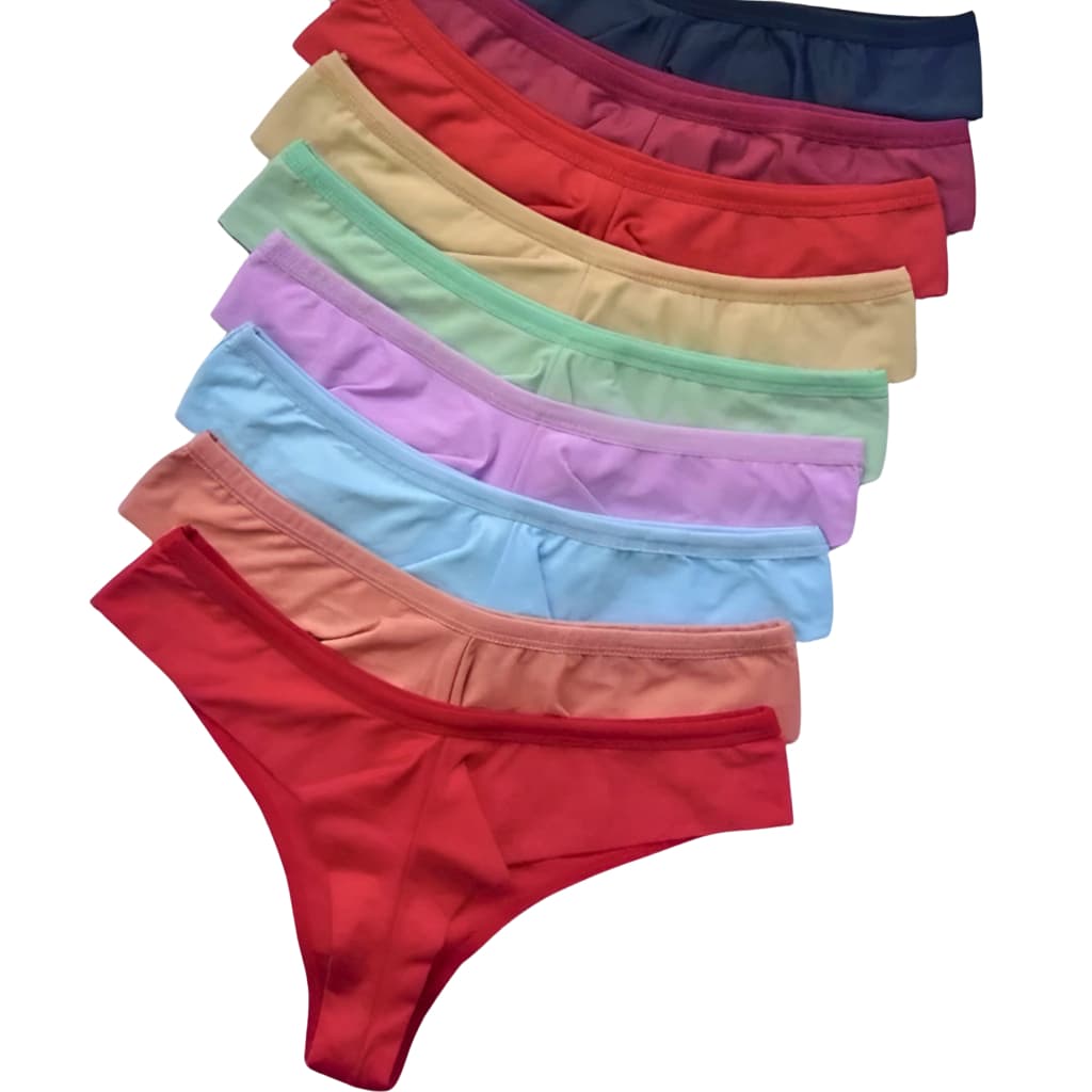 Kit com 10 Calcinhas Tanga Fio Duplo de Microfibra