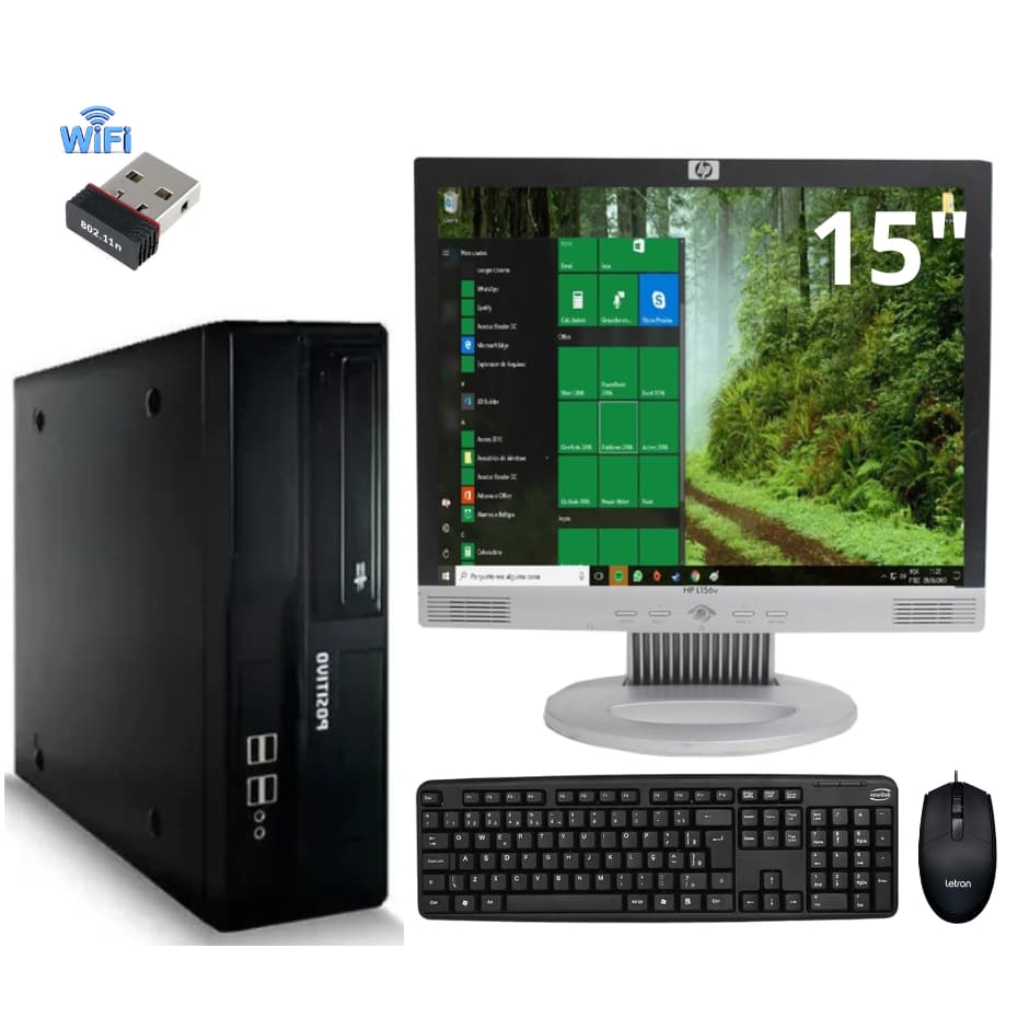 Computador Completo Core 2 Duo E7500 4Gb Ram Ssd de 120Gb Tela 15" Estudo Trabalho Pronto Para Uso