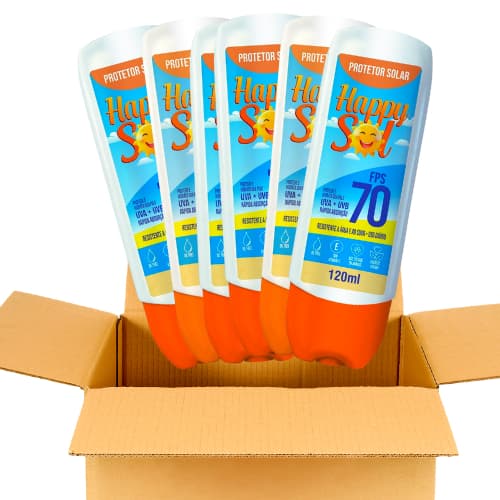 Kit 6 Protetor Solar Fps 70 Facial e Corporal C/ TOQUE SECO