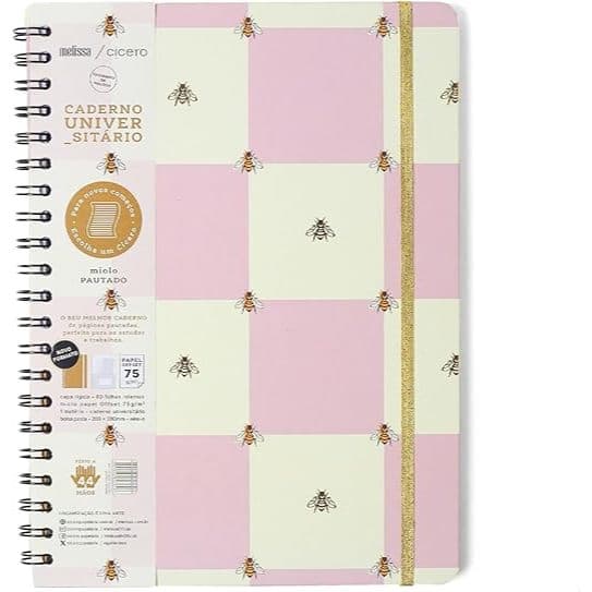 Caderno Melissa Rosa Casa Das Abelhas Universitário 1M Cicero / Papelaria / Material Escolar / Caderno Rosa