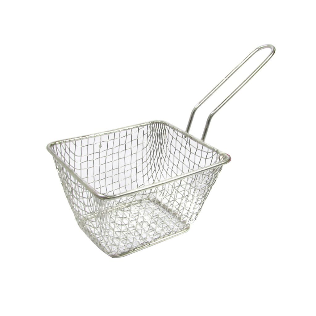 Mini Cesta De Inox Com Alça Para Servir Porções Batata Frita