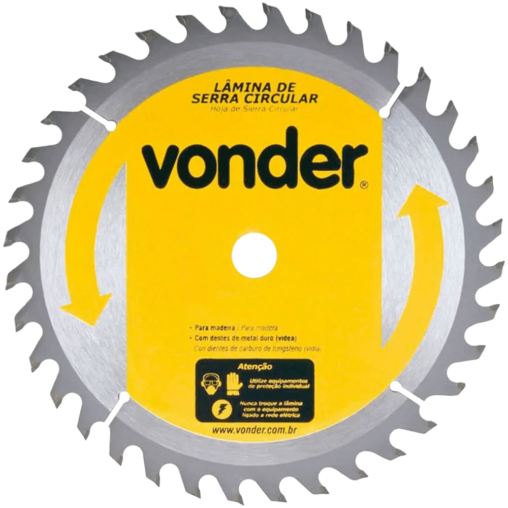 Disco De Serra Circular Vonder Para Madeira 185mm X 16mm 36d Cor Amarelo