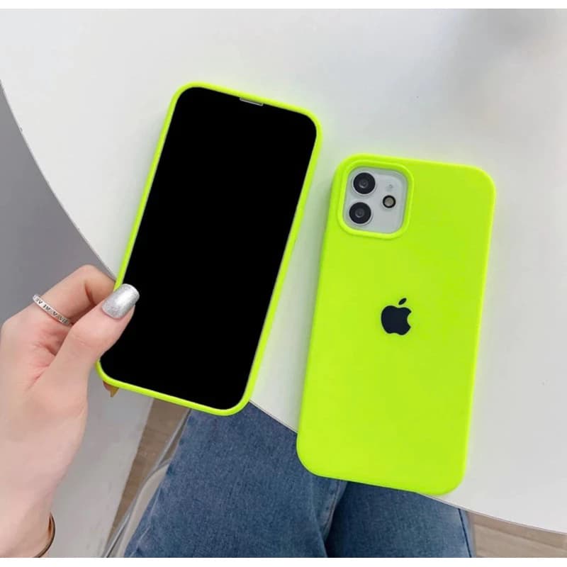 Capa Case Capinha Aveludada Silicone VERDE LIMÃO 7/8G, 7/8PLUS XS XR XSMAX 11 12 13 14 15 16 PLUS PRO MAX