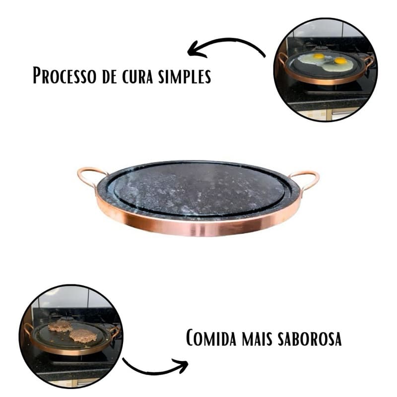 Grelha de Pedra Sabão de 27 cm Cozinha Forma de Pizza Alça de Cobre Òtimo Presente de Natal