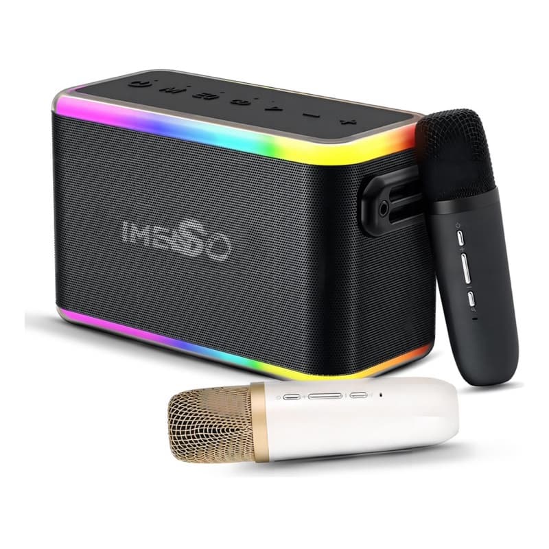 Caixa De Som Bluetooth Imenso X31 80w Karaokê 2 Mic Sem Fio Cor Preto 110v/220v