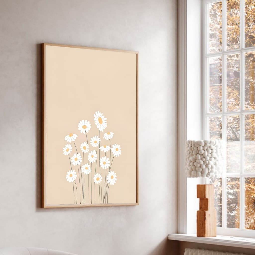 Quadro Decorativo Margaridas Pintura Em Tela Moldura Caixa TokQuadros