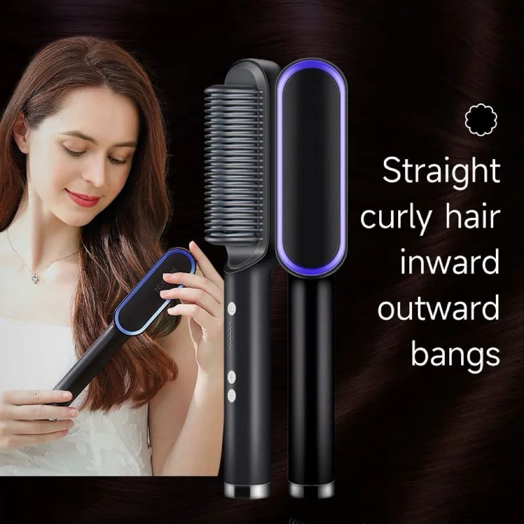 Escova Alisadora Anion Hair Pro 3 em 1 , Secador, Chapinha e Modelador de Cachos Bivolt