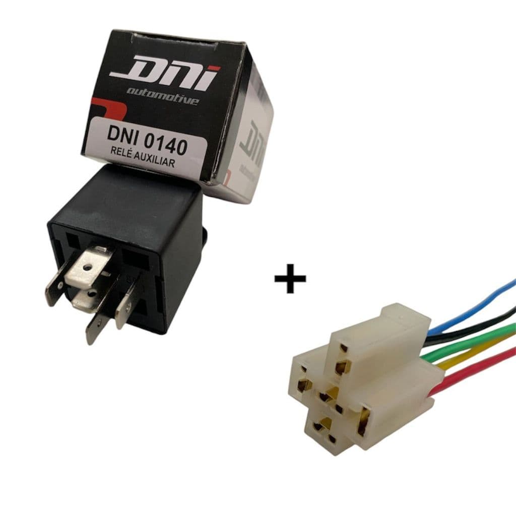 Relé Auxiliar 5 Terminais 40A 12V DNI0140 + Chicote