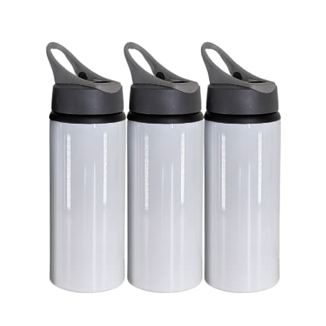 1/2/3 Squeezes Alumínio 600ml Branca para Sublimação | Modelo NK | Tampa Rosca | Leve e Personalizável