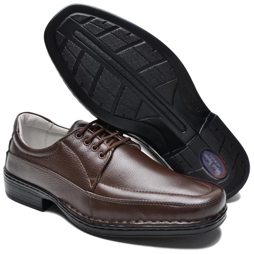 Sapato Social Masculino Couro Floater Conforto Cadarço Amarrar com Palmilha em GEL Preto e Chocolate Numeros 37 ao 44