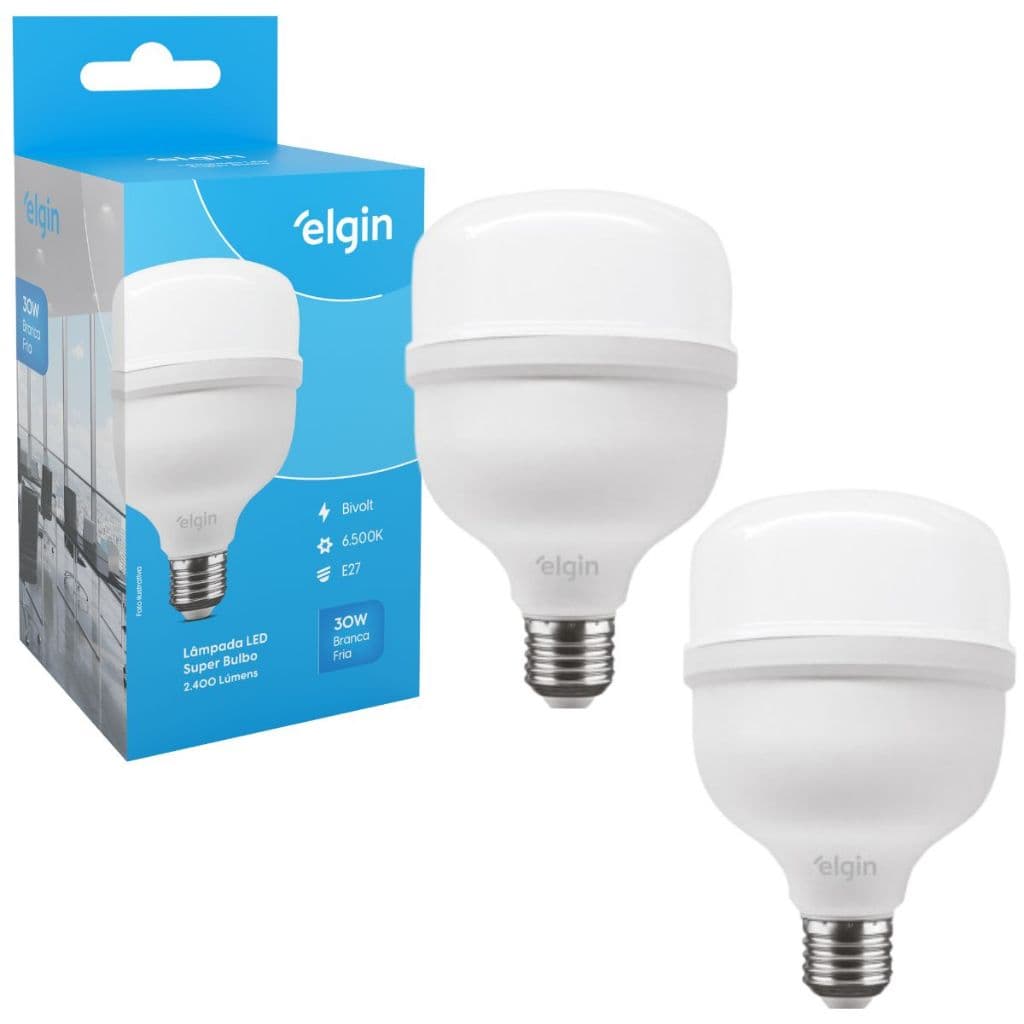 Kit 2 Lâmpadas Super Bulbo Alta Potência Led 40w 6500k - Elgin