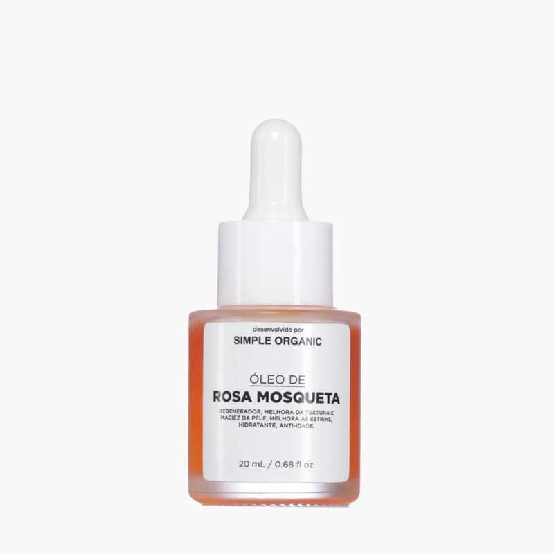 Óleo de Rosa Mosqueta Simple Organic - 20ml - Pele Oleosa, Mista, Seca, Manchas, Clareador, Melasma, Estrias